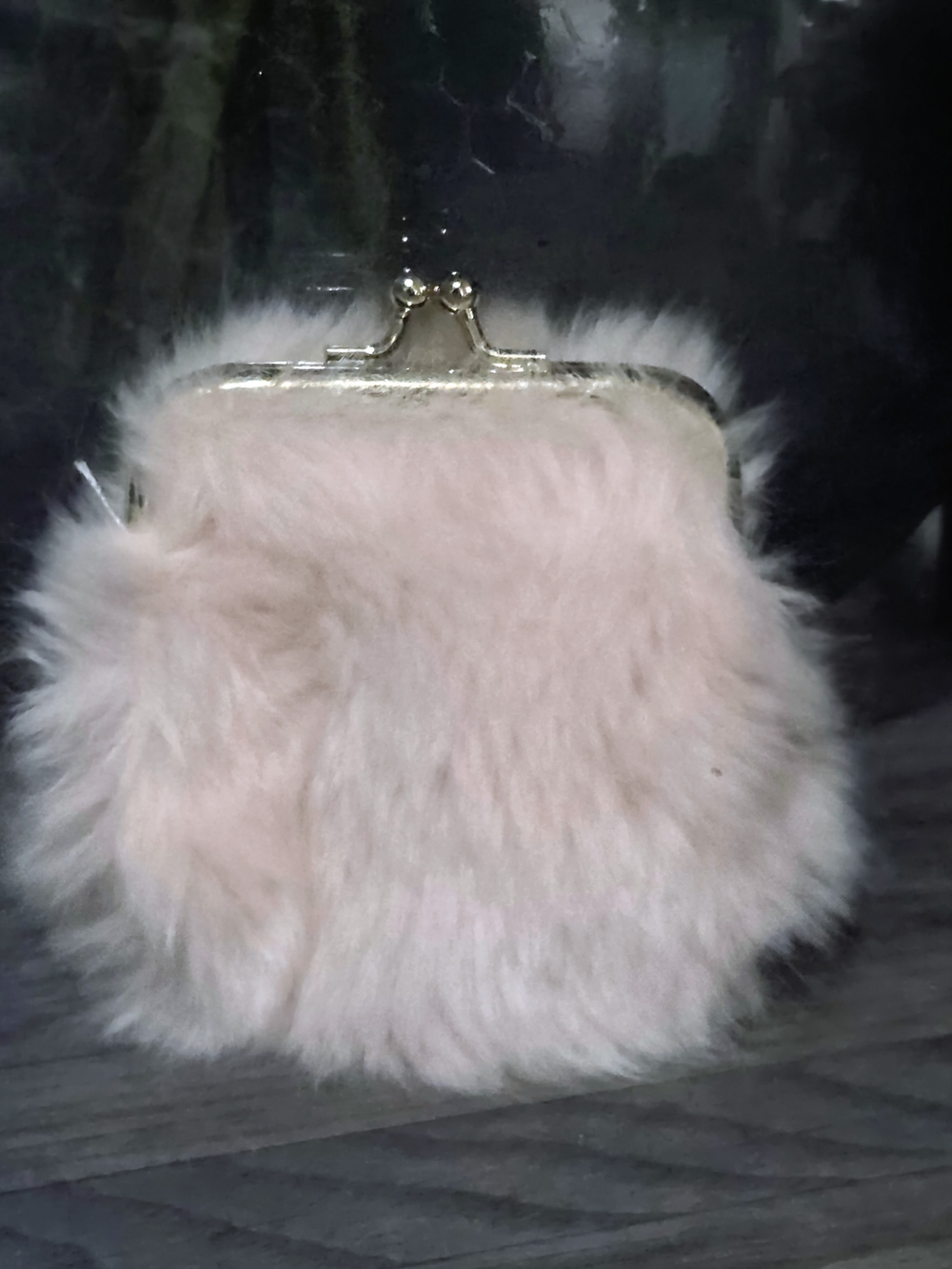 Soft Pink Faux-Fur Kiss-Lock Coin Purse